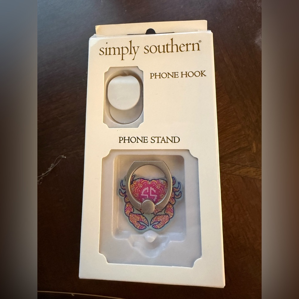 NIB- Simply Southern Phone Hook and Stand - Pink Crab